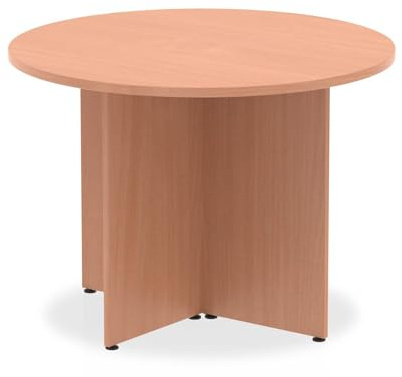 OPO Impulse Freestanding 1000mm/1200mm Round Table Distinctive Arrowhead Leg | Sturdy Build Weather & Heat Resistant Melamine Finish Meeting Table Beech 1200
