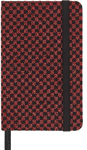 Moleskine Shine Notizbuch, Made in Italy Stoffeinband von Mantero, mit weißen Seiten und elastischem Verschluss, Extra Small Format 13,6 x 8,8 cm, Farbe Rot