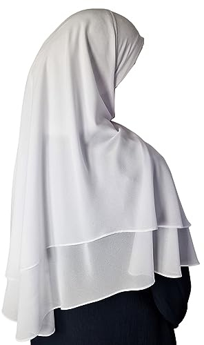 Yaqeen Hijab Kurzer Chiffon-Khimar, 2-lagig, Diamantschliff, Dreieck, Hijab, Muslimischer Schal, Kopftuch, Chadors, Arabien, islamisches Gebetskleid, muslimische Schals