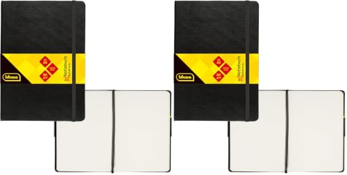 Idena 10054 - Notizbuch DIN A5, blanko, Papier cremefarben, 192 Seiten, 80 g/m², Hardcover in Schwarz, 1 Stück (Packung mit 2)