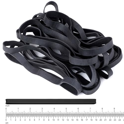 Heavy Duty Rubber Bands 20 Pcs Large Black Thick Elastic Rubber Bands 20 * 1cm Trash Can Band Rope Strong Durable Wide Wrapping Bands for Industrial Home Office School File Folders Garbage Can