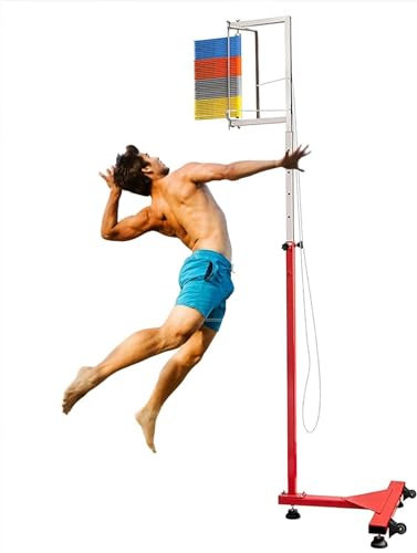 FLTRGO Vertikaler Sprungtester Sprungtrainer für Turnhallen, Volleyball-Teststange mit Kordelzug, Verstellbares 5,6-11,8 Ft Reha-Messgerät, Herausforderer Der Vertikalen Bewertung