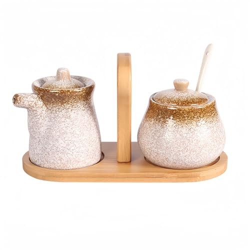 Dowbom Lot de 3 pots à crème et sucre japonais pour bar à café, crème et sucre, sucrier et crème dégradé (E, lot de 3)