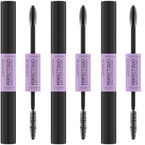 Catrice Perfect Duo XXL Effect Mascara, Nr. 010, Schwarz, langanhaltend, volumengebend, Extremes Volumen, intensiv, vegan, ohne Mikroplastikpartikel, Nanopartikel frei, ohne Parfüm, 3er Pack (3x8ml)