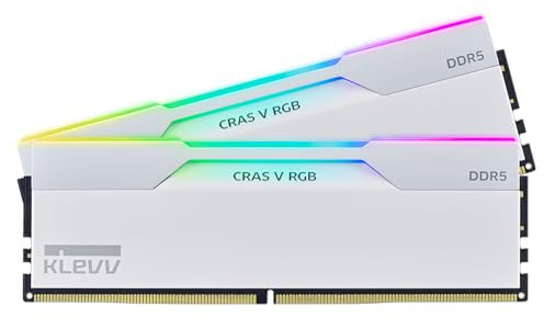 KLEVV CRAS V RGB DDR5 64GB (2x32GB) 6400MHz CL32 SK Hynix A-Die 1.35V Gaming Desktop Ram Memory XMP 3.0 / AMD Expo Ready - White (KD5BGUA80-64A320J)