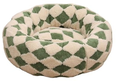 Shienfir Round Dog Bed with Raised Edges Comfortable Nest for Pets Donut Cat Plush Soft Pet Cats Small Dogs Anti-slip Calming Warm Joint Pain Relief Cozy Green L