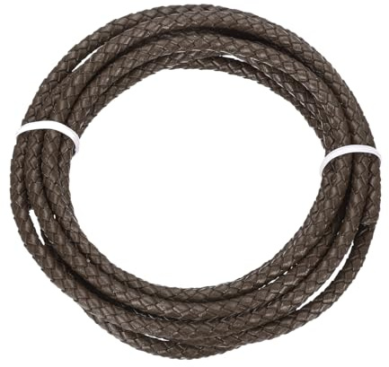 sourcing map Braided Leather Cord, 4mm Round Braided Faux Leather Necklace Cord Bolo Tie String 2 Yard for Jewelry Making Necklace Crafts Beading Braiding 20