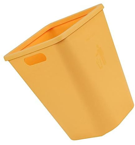 FONDOTIN Large Yellow Plastic Waste Container Lid Kitchen and Bathroom Trash Can Sturdy and Easy to Clean Garbage Bin for Home Use