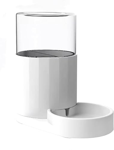 EPWIOR Dog Water Dispenser, Cat Water Dispenser, 3L Automatic Gravity Feeder, White, Split Design with Visible Window