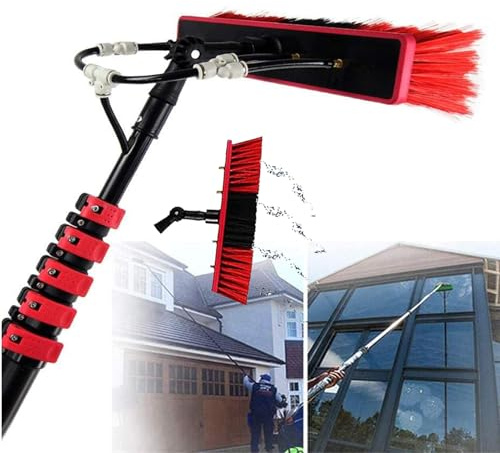 Kit con spazzola per la pulizia dei pannelli solari e palo alimentato ad acqua, 3,6 m, ideale per la pulizia di pannelli solari, camion e furgoni, efficiente e facile da usare