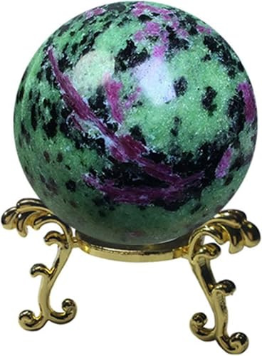 Kristallkugel Mit Ständer Natürlicher Rubin Zoisit Kugel Heilkugel Rot & Grün Schatz Edelstein Globus Raum Dekor Energie Kugel Rocks Mineral Für Reiki Chakra Dekor, 40mm