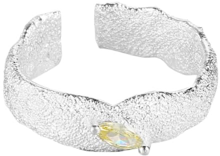 REKALFO Ringe für Frauen Verstellbarer offener Ehering mit strukturierter Hammerschlag-Oberfläche Moderner minimalistischer Statement-Schmuck für Party, Abschlussball und Abschlussfeier Silber-A