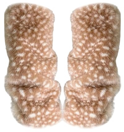 Generisch Reh Beinstulpen Damen | Fell Braune Stulpen | 1 Paar Leg Warmers Reh Kostüm Damen Kinder Warme Strümpfe | Dicke Hirschdruck Beinwärmer Stiefelüberzug Cosplay Kostüm Zubehör für Winter