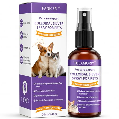 Spray Argent Colloïdal pour Chien & Chat - Favorise la Cicatrisation - Soulage Les Démangeaisons - Spray cicatrisant pour chien - Indolore pour le chien - Anti demangeaison pour Chien et Chat - 100ml