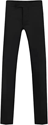 Dobell Mens Black Tuxedo Trousers Regular Fit Satin Side Stripe