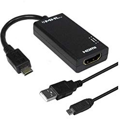 Aiino, Cable Adaptador Micro USB a HDMI MHL, Adaptador de USB-C a HDMI, Negro