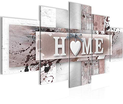 Runa Art Home Corazón Cuadro Lienzo no Tejido 5 Piezas Vintage Gris Rosa Dormitorio Corredor 504553b