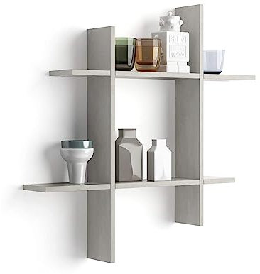 Mobili Fiver, Mensole Angelica # Grigio Cemento, 90 cmx15 cmx90 cm, Nobilitato, Mensole da muro per Camera, Corridoio, Ingresso, Soggiorno, Ufficio, Made in Italy