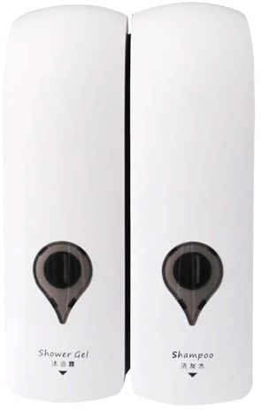 Decdeal 2 x 300ml Dispensador de Jabón de Pared, Ducha, Champú, Loción, Espacio para Baño Cocina Hotel