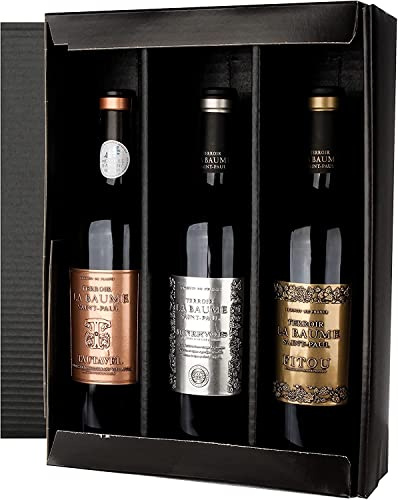 Coffret Cadeau Heavy Metal - Terroir La Baume Saint-Paul 3 bouteilles de vin rouge 1x Fitou, 1x Minervois, 1x Côtes du Roussillon - Origine : France (3 x 0,75 l)
