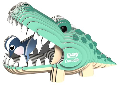 Eugy Krokodil 3D-Puzzle, 22 Stück, umweltfreundlich, Lernspielzeug-Puzzles für Jungen, Mädchen und Kinder ab 6 Jahren
