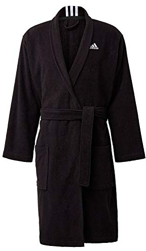 adidas Unisex Cotton Bathrobe, Black, L