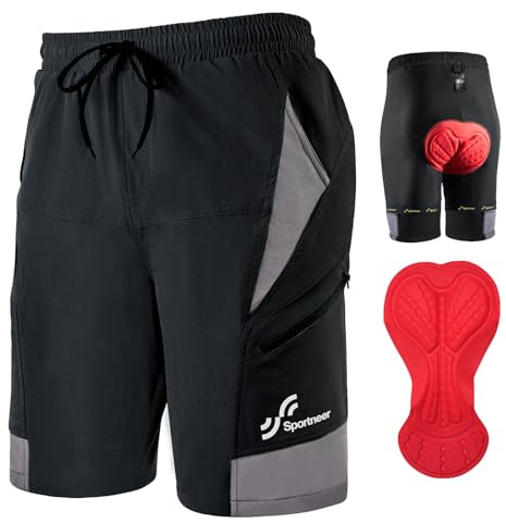 Sportneer MTB Radlerhose Herren Gepolsterte Radhose Herren Radlerhose 3D Gefüttert Mountainbike Radsport Sport Radfahren Outdoor