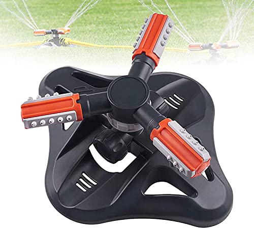 Irrigatore Giardino, Irrigatore Prato Automatico, Garden Sprinkler, Irrigatore Rotante Automatico a 360°Gradi, con 3 Bracci Regolabili, Sistema di Irrigazione per Giardini Prati Cortile