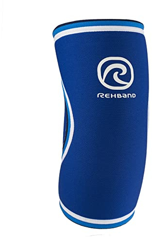 Rehband RX Coudière pour Musculation, Support de Coude en néoprène 5mm stabilisant Les Muscles et Les Articulations, Bandage de Coude de Soutien, Couleur:Bleu, Taille:S