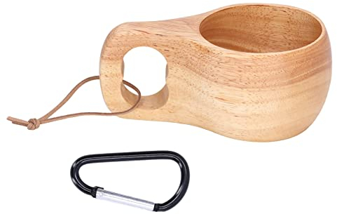 Style Nordique Créatif avec Poignée Suspendue Tasse Finlandaise en Bois Caoutchouc Bois Entier Tasse en Bois Boucle Tasse Pratique Tasse à Café au Lait pour Bureau à Domicile