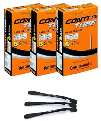 3er Set Continental Fahrradschlauch Race 28 SV 60 mm 18/25-622/630 inkl. 3 MSZweirad Metall Reifenheber