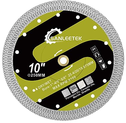 Disque Diamant pour Carrelage 250mm - X Maille Découpeuse Disque pour Carreaux Céramique Porcelaine Marbre Pierre Artificielle pour Scie Circulaire SANLEETEK