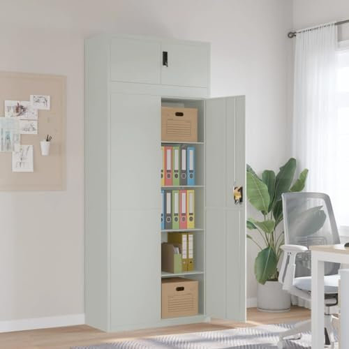 INLIFE Aktenschrank Hellgrau 90x40x220 cm Stahl,58,6 KG,3188320