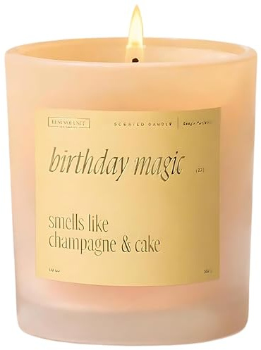 Benevolence LA Birthday Magic Scented Candles | 10 oz, 40-50 Hour Burn | Gifts for Women | Celebration Candle for Best Friend, Mom | Unique Womens Birthday Gift - Smells Like Champagne & Cake