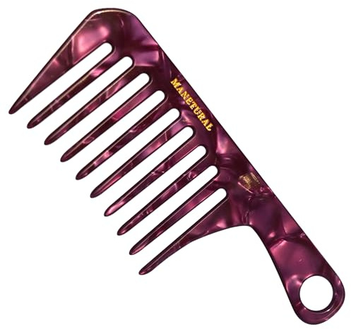 MANETURAL K1 mini wide tooth comb 5.9for easy portability. Suitable for Women's/girl curly, curly and tight hair, the short handle design is easy to carry. Acetate comb(Purple, 1 PACK)
