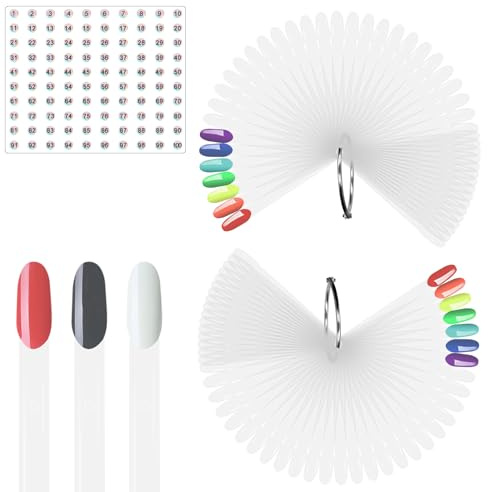 Laza 100 Pcs Clear Nail Swatch Sticks Box-packed with Ring and Numbered Stickers Nail Art Polish Color Display Practice Tips Transparent Sample Sticks Tester Nail Tech Supplies- Oval