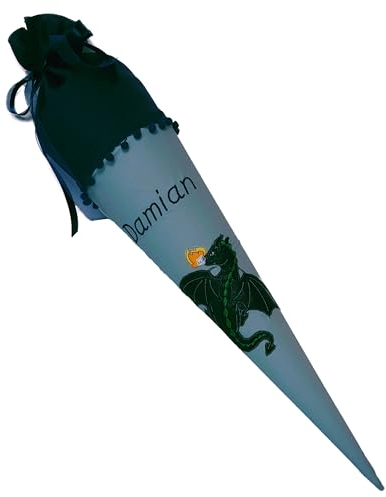 Momelie Schultüte mit Namen Bestickt * stoffbezogen * als Kissen wandelbar * ca 95 cm * ST-bl_0001