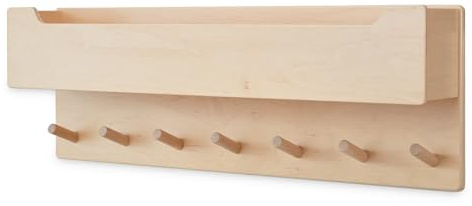 Ehrenkind® Robuste Kindergarderobe | Große Naturkleiderhaken | Wandregal für Kinderzimmer