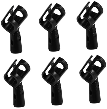 H-förmige Mikrofonklemmen Schwarz aus Abs Kunststoff | Handliche Halterung, 2, 5–3, 8cm Aufnahmedurchmesser, 6 Stück Packung für Zubehör