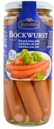 BOCKWURST WURSTEL SENZA PELLE VASETTO DI VETRO DA 550g PER APERITIVI E APERICENA