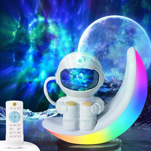 Astronaut Star Galaxy Projector Night Lights, 7 in 1 Moon Star Galaxy Lights Space Starry Ceiling LED Lamp with Bluetooth Music,White Noise Sound,8 Color,Timer Remote Control for Kids Bedroom