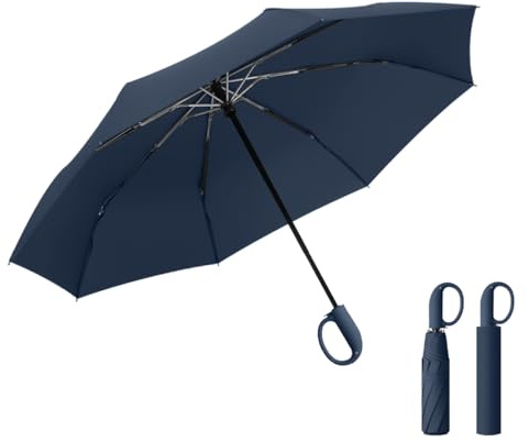AKINOYAMA Regenschirm groß Sturmfest –Automatisches Öffnen/Schließen Golf Umbrella Karabinergriff für Herren und Damen