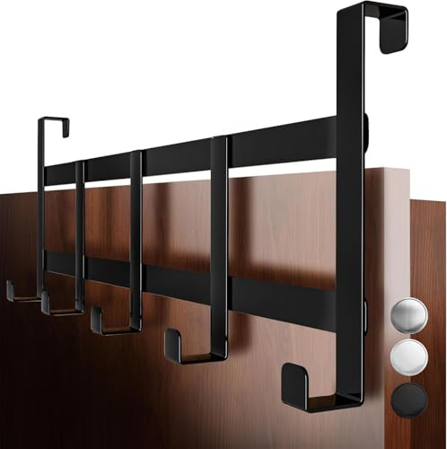 4smile Appendiabiti da porta - attaccapanni da porta, salvaspazio - appendini da porta, ganci appendiabiti da porta, appendi abiti per porte, nero