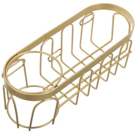 LALADEFIEE Kitchen Sink Sponge Holder and Brush Organizer 2-in-1 Stainless Steel Wire Basket with Sink Stopper Holder for Kitchen Accessories Golden for Dish Sponge and Brush Storage