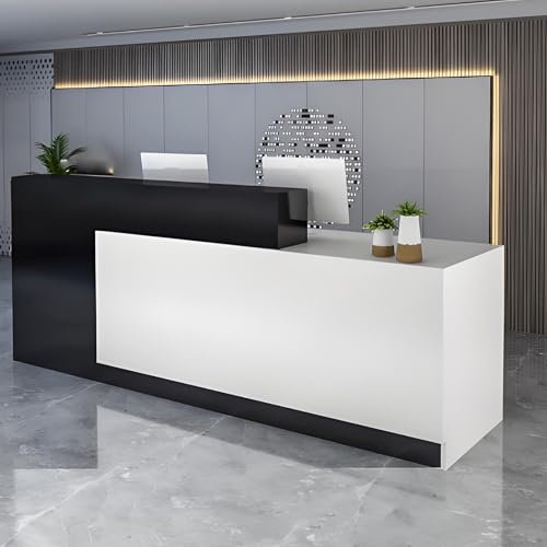 Snaweo Empfangstheke mit Tresen, Empfangstresen-Empfangstisch mit verschließbaren Schubladen, Tresen, Rezeptionstheke für Supermarkt, Convenience Store, Hotel(Black R,120cm/47in)