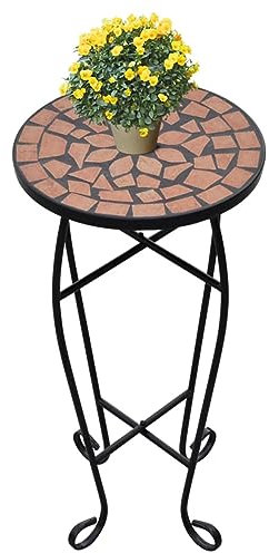 Homgoday Terrakotta & Schwarz Mosaik-Tisch, wetterfest, 30 cm, für Garten & Balkon - Nicht in Kälte Lassen! Model41127