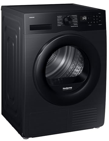 Samsung DV90DG52A0ABEG Wärmepumpentrockner, 9 kg, EEK: C, AI Wäschetrockner mit WiFi-SmartThings-App, LED-Display, Hygiene-Programm, Air Refresh, Knitterschutz, Schwarz