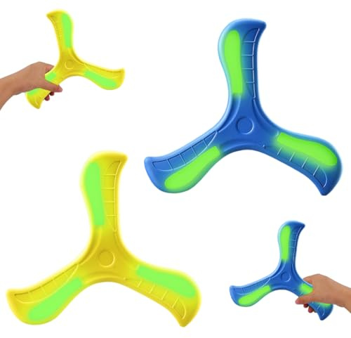 NHQZ 2 Stück Bumerang, frisbee kinderWurfspiel für Kinder Boomerang,boomerang für kinder,bumerang für kinder,Dreiflügelig und mit spannenden Informationen.