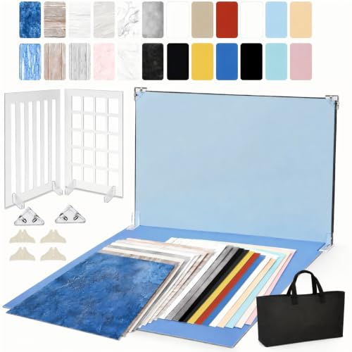 24 Stück Fotografie Hintergrund Boards Set, Fotohintergründe für Lebensmittelfotografie, 24 Muster, kleines Produkt, Hintergrund-Tischplatten-Set für Schmuck Kosmetika Lebensmittel, 42 x 29cm