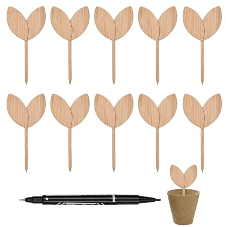 Etichette per piante da giardino, etichette in legno per piante da giardino, con penna, con paletti lisci e impermeabili, etichette per piante da esterno per giardinaggio all'aperto piante in vaso